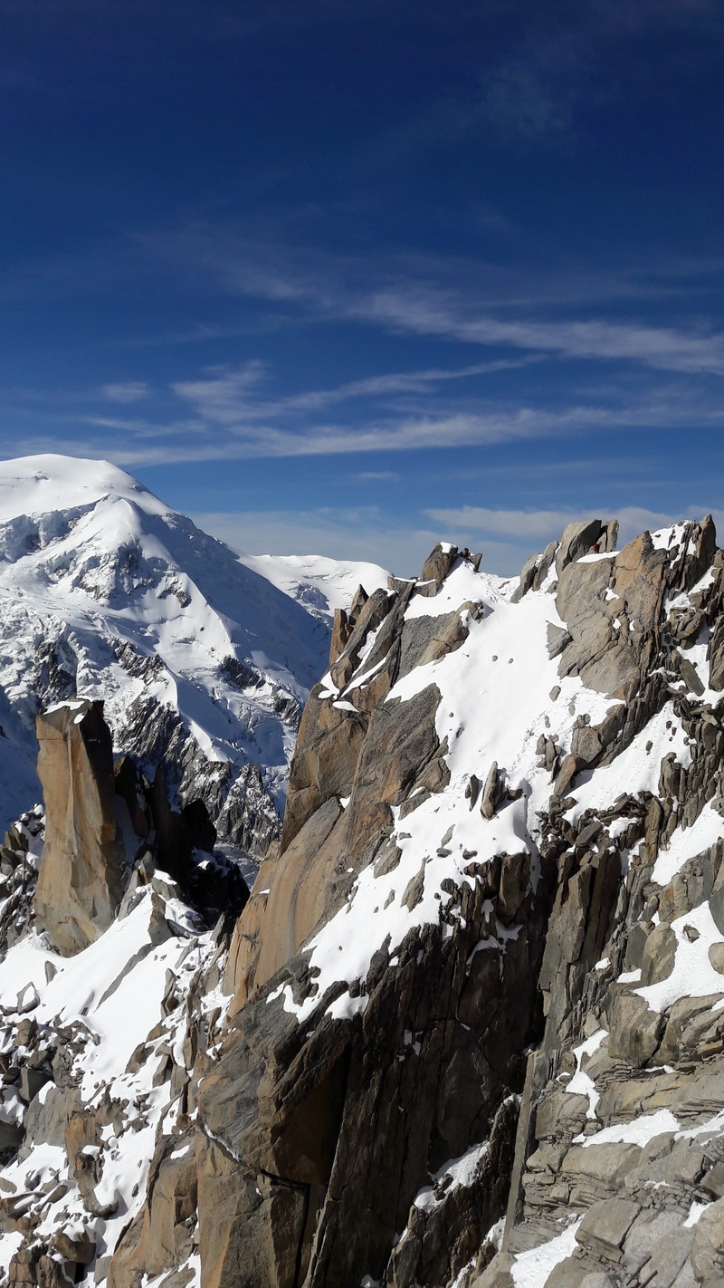 landscape, tranquility, mountain, powder snow, scenics - nature, chamonix, cloud - sky, covering, mountain peak, aiguille du midi, white color, 4K, snow