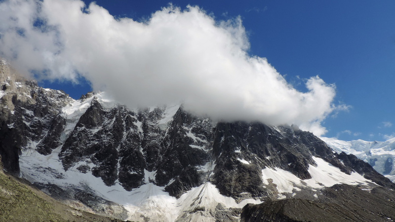 no people, sky, the clouds, mountain peak, aiguille du midi, snow, landscape, the sky, outdoors, beauty in nature, mountains, winter, day, tranquility