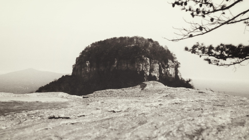 outdoors, sky, united states, fall, plant, no people, rock - object, water, clear sky, pilot mountain, knob, mountain, 4K, scenics - nature, tranquility