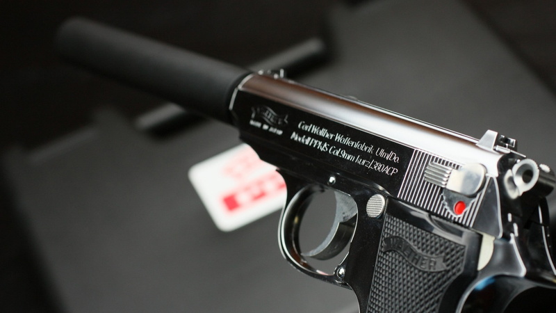 Walther PPK, 1080P, gun, 9 mm, suppressors