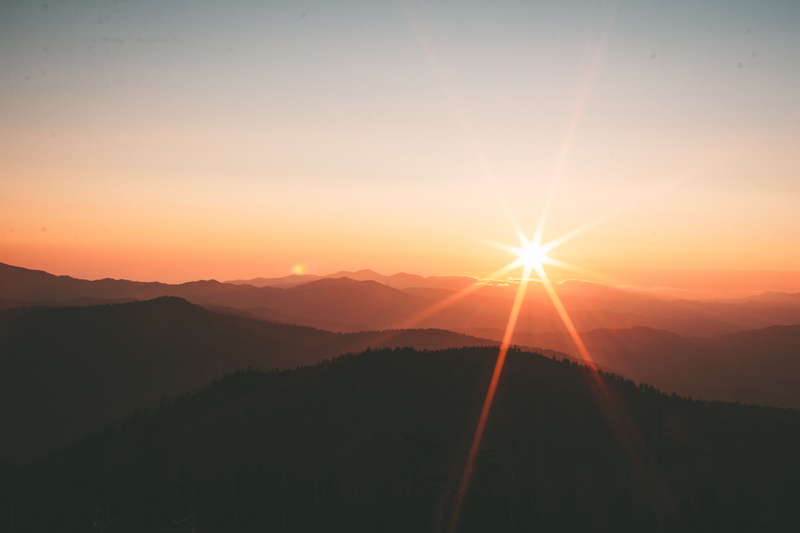 landscape, sun rays, Smoky Mountains, mountains, Ivana Cajina, 5K, sunrise