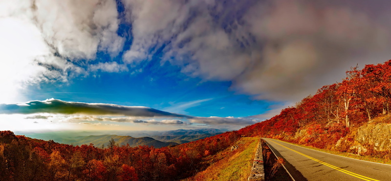 1080P, mountain, cloud - sky, landscape, road, autumn collection, outdoors, trees, beautiful, panoramic, mountains, hdr, mountain range, woods, orange