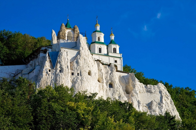 clear sky, tower, europe, cities, 5K, green, blue, architecture, greece, outdoors, religion, history, built Structure, chapel, ukraine, mountain, monastery