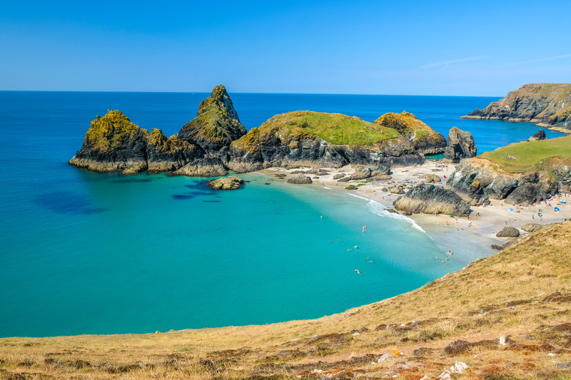 day, tranquil scene, nature, rock, tranquility, water, turquoise colored, idyllic, land, blue, rock formation, beauty in nature, 5K, beach, sky, cove