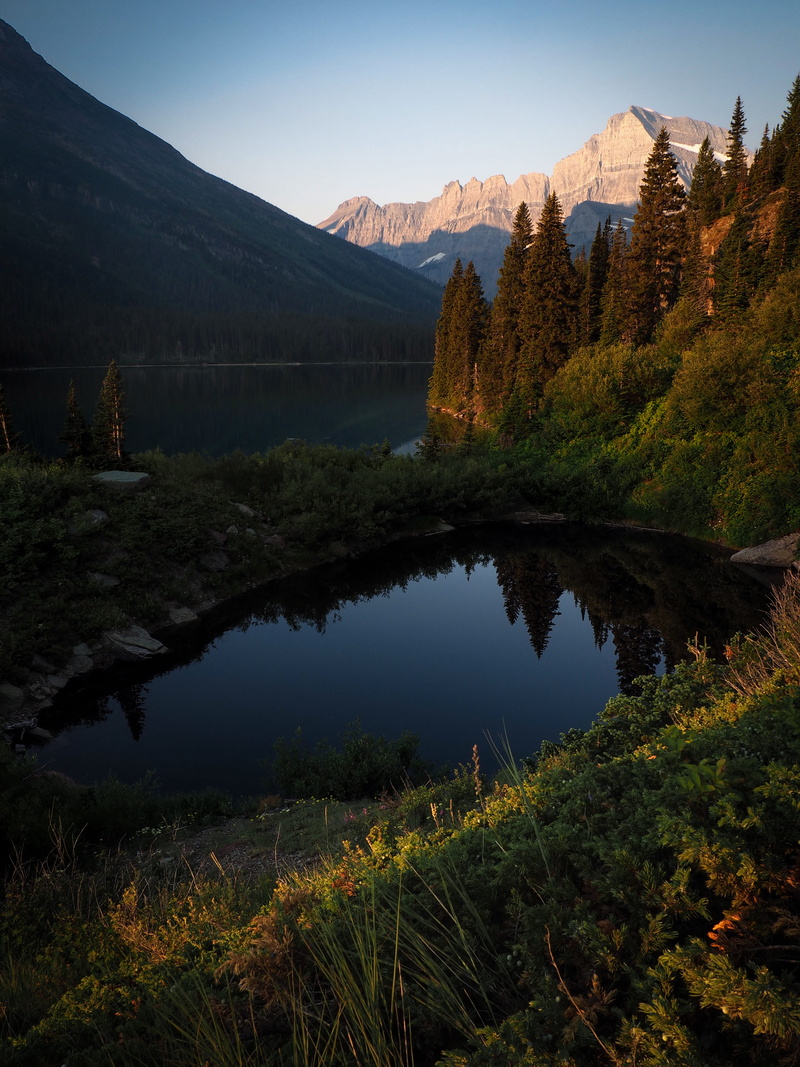 aerial, wilderness Area, no People, national Park, josephine lake, mountain, blue, upper grinnell lake, lake, valley, body, color Image, extreme Terrain