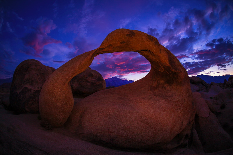 clouds, arch, Nature, rocks, USA, CA, Mobius Arch, the evening, Alabama Hills, sunset, 1080P