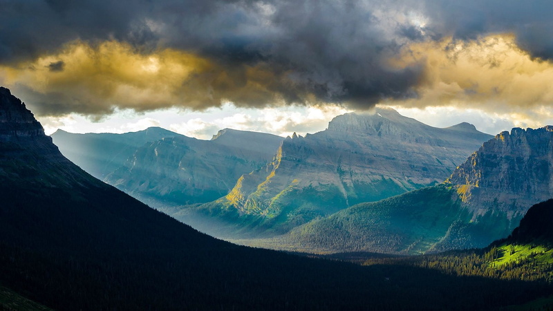 1080P, nature, mountains, Glacier National Park, sunlight