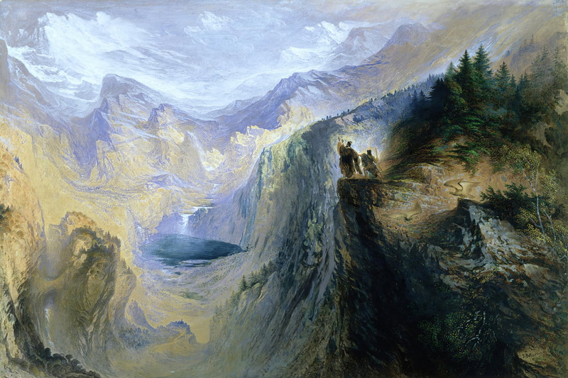 Manfred on the Jungfrau, John Martin, classical art, painting, 2K, classic art