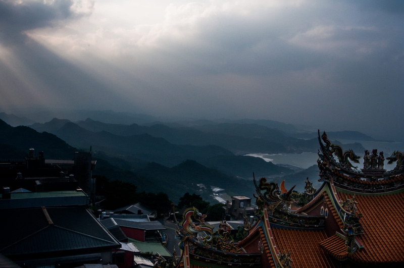 sky, scenics - nature, hills, architecture, clouds, building, beauty in nature, mountain, travel destinations, no people, mountain range, jiufen, sunlight