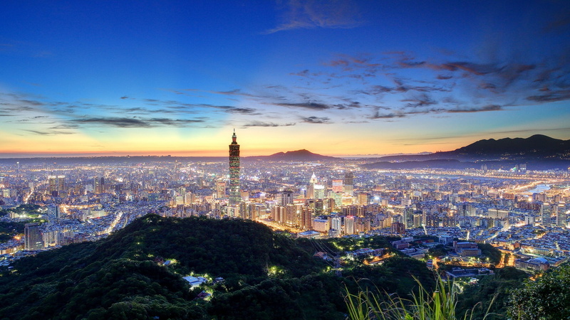Taiwan, night city skyline, concrete, high, Taipei, building, China, rise, 1080P