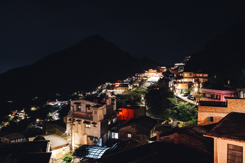 built structure, architecture, sky, townscape, high angle view, 5K, cityscape, building exterior, outdoors, night, village, illuminated, house, taiwan