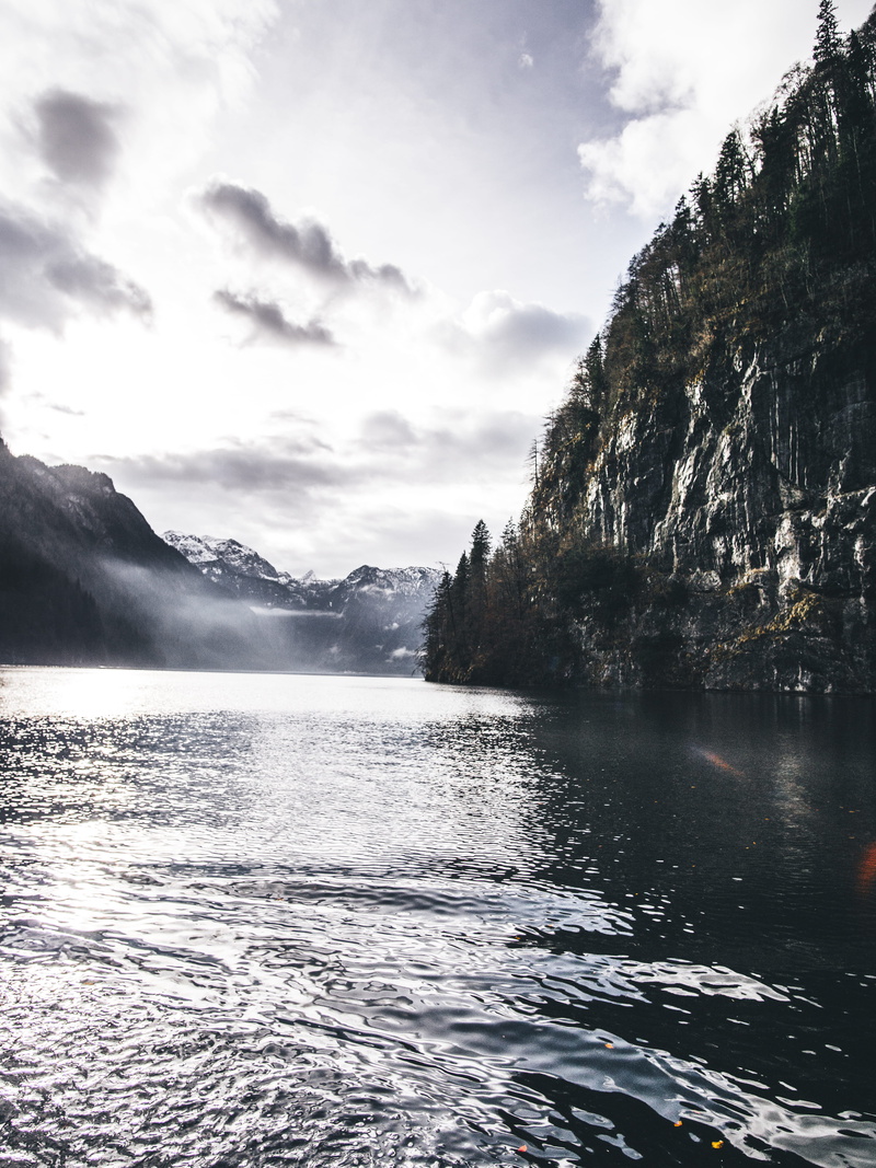 non-urban scene, no people, germany, sky, day, beauty in nature, 5K, flowing water, koenigssee, scenics - nature, alps, tranquil scene, water, hike, lake