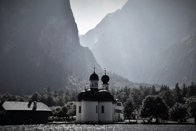 water, religion, building, spirituality, dome, countryside, building exterior, nature, steeple, abies, sky, schönau am königssee, belief, tower, near, scenics - nature