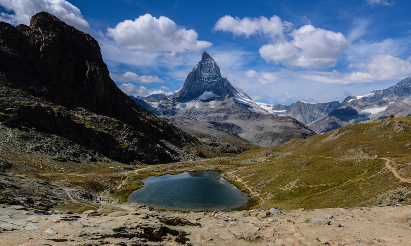 5K, outdoors, summit, lake, tranquility, blue, high mountains, high, overlooking, tranquil scene, switzerland, swiss alps, sky, riffelsee, mountain peak