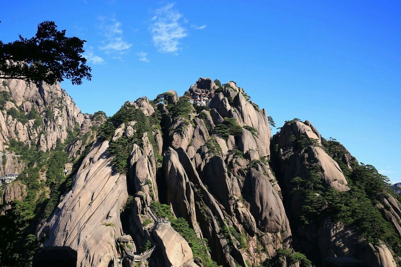 scenics - nature, rock - Object, day, china, plant, solid, scenics, famous Place, tranquility, tranquil scene, mountain range, low angle view, mountain