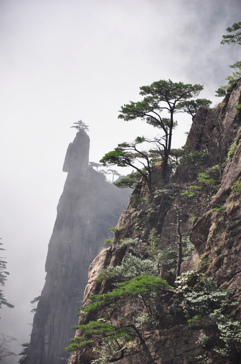 rock formation, nature, mountain, black and white, no people, low angle view, tranquility, landscape, scenics - nature, day, clouds, rock - object, formation