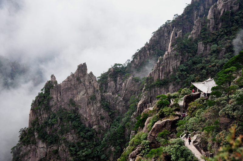 rock formation, mountain, travel, tourism, solid, green, the scenery, natural, spring, cliff, cloud - sky, cloud sea, outdoors, travel destinations, cloud