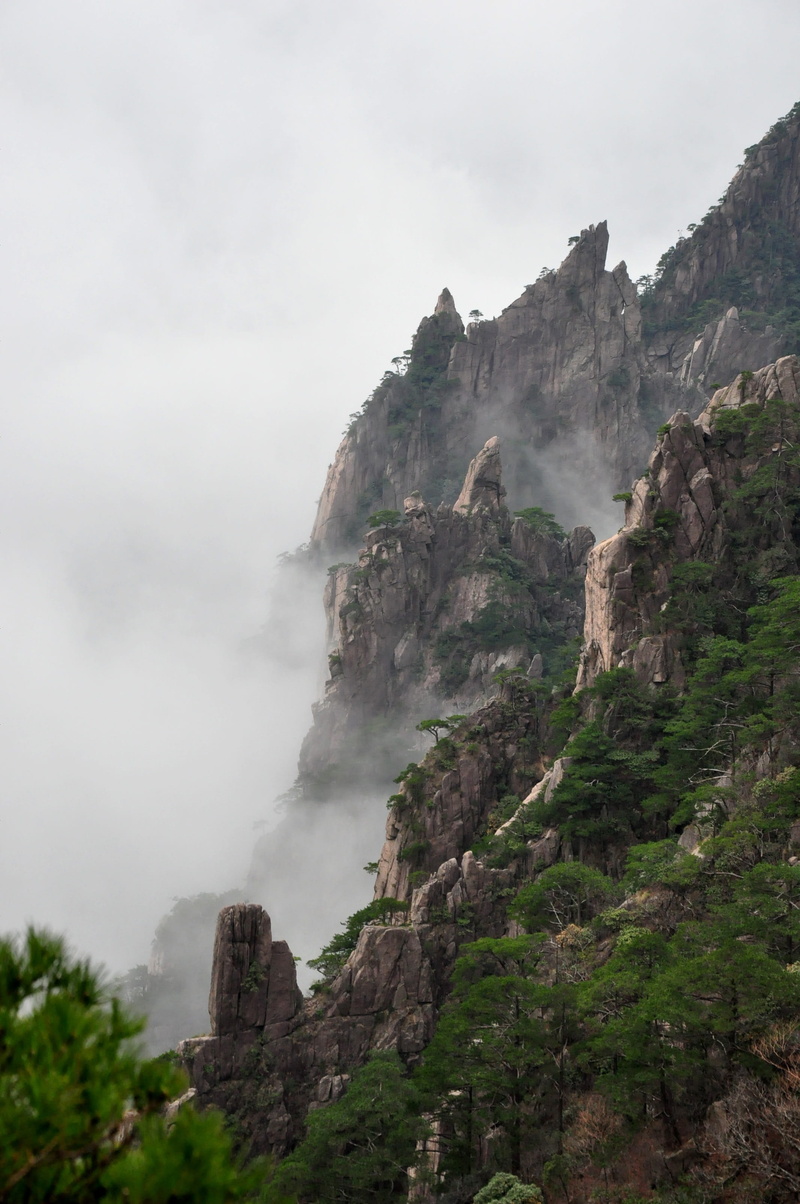 china, tranquility, cloud sea, day, formation, land, tranquil scene, eroded, outdoors, white cloud, no people, travel, rock, artistic conception, scenics - nature