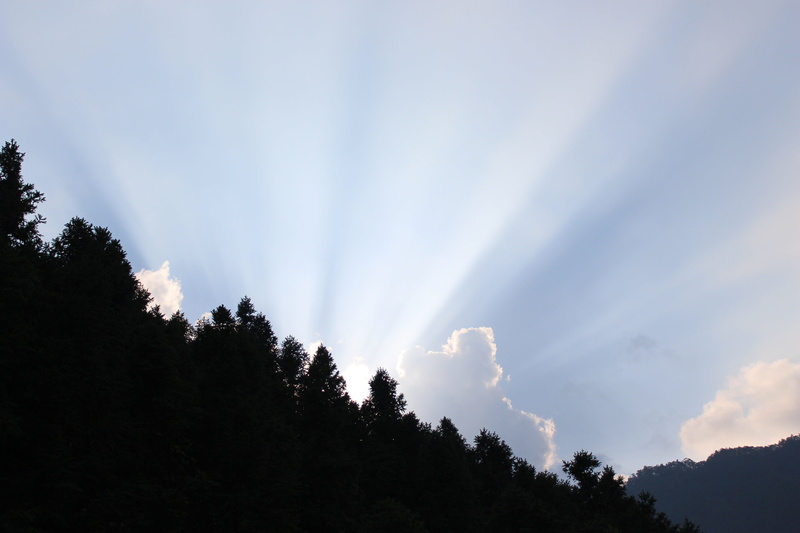 cloud - sky, 5K, beauty in nature, asaka, mountain, low angle view, forest, tranquility, anhui, non-urban scene, treetop, camping, idyllic, sky, sunrise