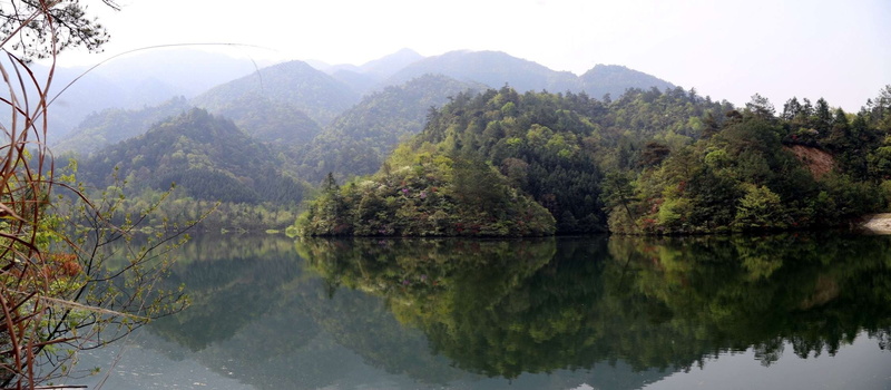 mountain, reflection, no people, non-urban scene, green Color, Anhui, beauty In Nature, plant, 1080P, landscape, forest, river, tranquility, land, mountain range
