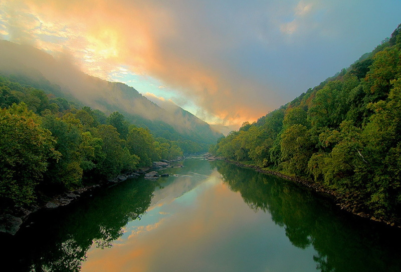 autumn, calm, plant, appalachian, hills, tranquility, new river gorge, cloud - sky, scenics, tranquil scene, trees, vista, beauty in nature, no people