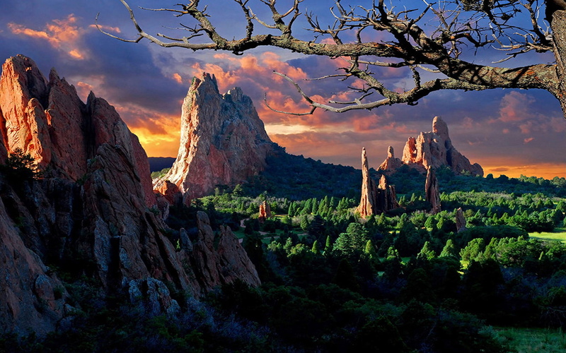 garden, landscape, spring, 1080P, gods, colorado, sunset