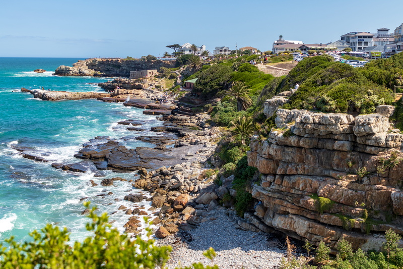 nature, sky, waves, solid, hermanus, sea shore, beauty in nature, rock, no people, waves breaking, wave, rocky, cliff side, land, tree, plant, scenic, water