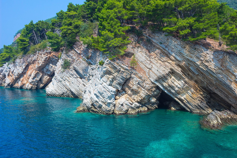 sea, holiday, landscape, non-urban scene, tranquility, water, fir, outdoors, beauty, rock, sky, tranquil scene, tree, scenics - nature, formation, travel