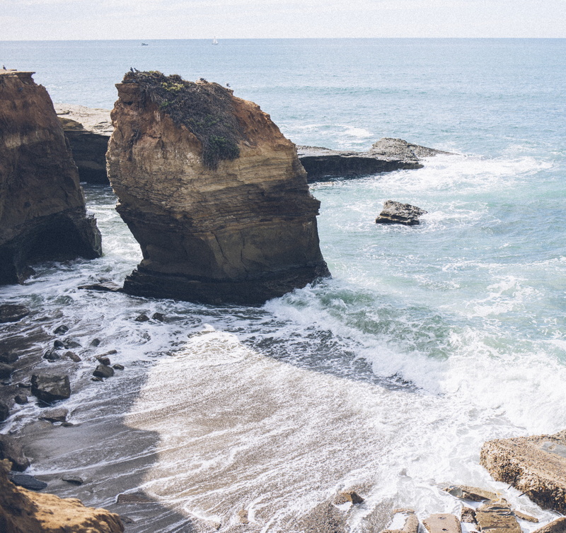 coastal, ocean, travel, brown, surfing, scenics, foam, hitting, power in nature, stack rock, overlooking, sea, near, outdoors, sport, side, no people, horizon