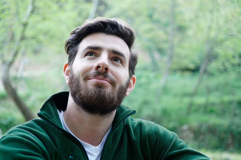 portrait, forest, front view, adult, eastern, mediterranean, green color, focus on foreground, headshot, instrument, one person, 1080P, tree, beard, istanbul