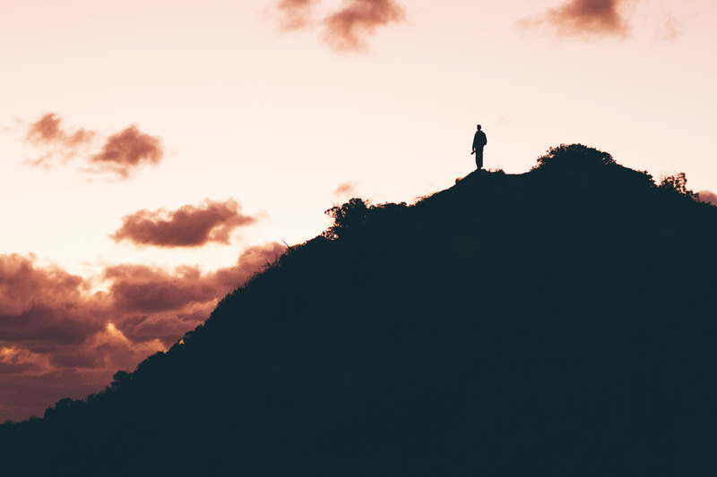 guy, 5K, military, mountain, person, mountain peak, land, bird, clouds, nature, trekking, hiking, man, lifestyles, outdoors, sunset, standing, cloud - sky