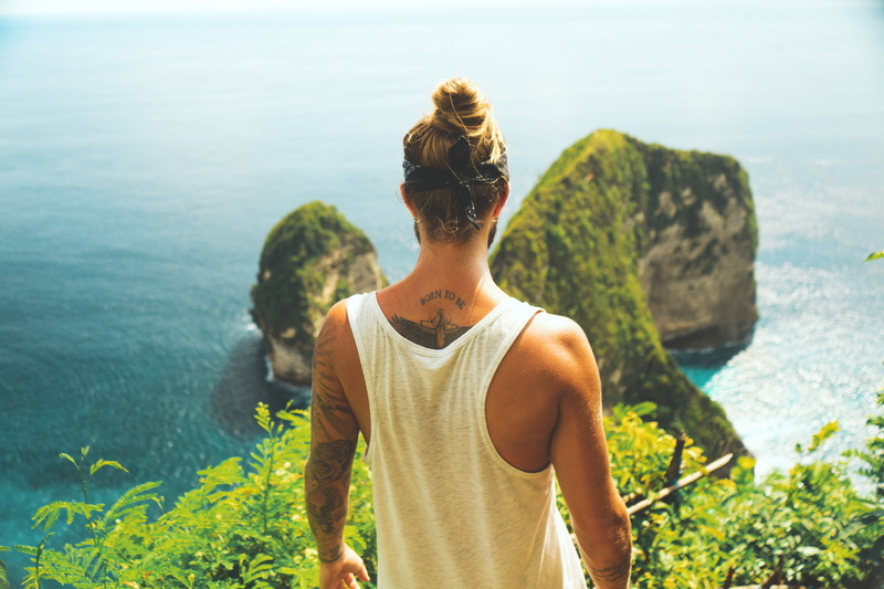 5K, one person, young adult, daytime, nature, top, adult, real people, hairstyle, leisure activity, solid, male, rock, rear view, standing, lifestyles