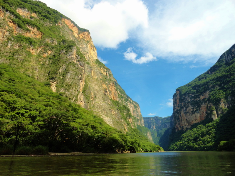 blue, outdoors, formation, day, mountain range, green, rock, sky, boat, water, remote, landscape, chiapas, lake, plant, brown, 4K, flowers, non-urban scene