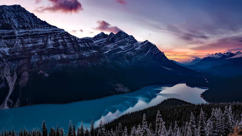 cold temperature, snow, 1080P, environment, Banff National Park, non-urban scene, Banff, mountain range, winter, water, cloud - sky, forest, sky, mountain peak