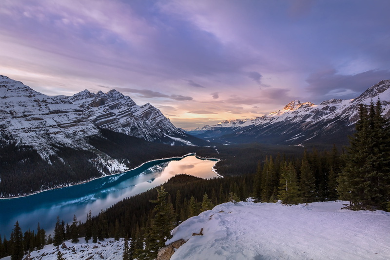 1080P, the sky, Evgeny, Canada, Peyto Lake, snow, winter, mountains
