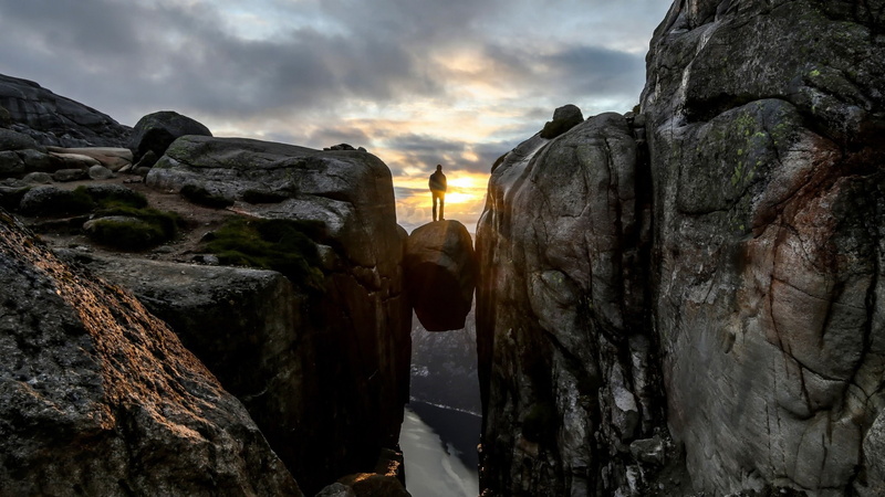 rock, the past, valley, no people, river, history, tranquility, solid, old, scenics - nature, middle, built structure, person, sunset, cliff, silhouette