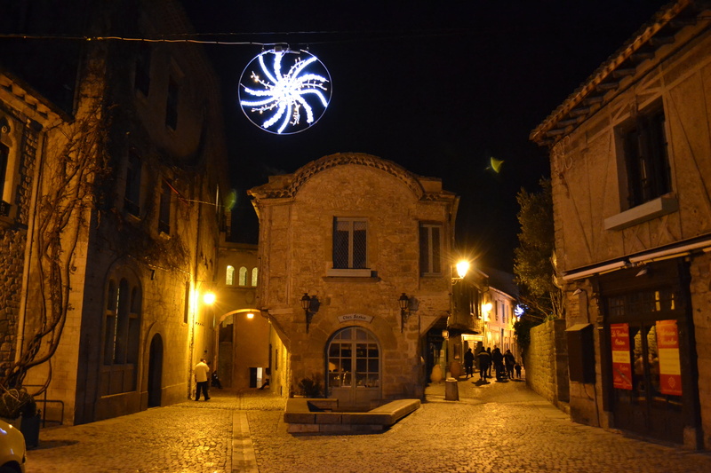 built structure, night, illuminated, medieval city, residential district, building, street, christmas, outdoors, travel destinations, city, garland, motion