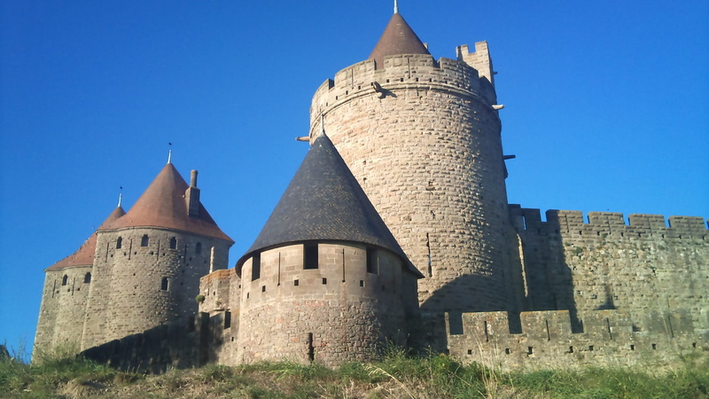 sunlight, old, france, french, historical, travel destinations, carcassonne, medieval, monument, fort, historic, tower, clear sky, village, heritage, ancient