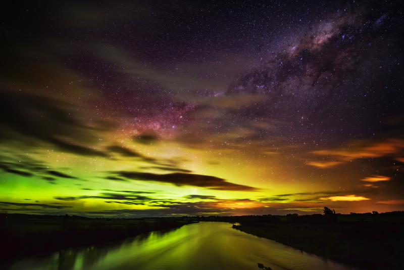 astronomy, landscape, sky, Southern Lights, New Zealand, night, star - Space, com, nebula, Aurora, photography, body, nature, body of water, water, galaxy