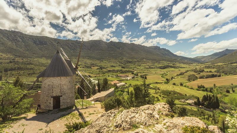 built structure, 4K, cloud - sky, non-urban scene, catha, scenics - nature, beauty in nature, building exterior, cucugnan, scenery, moulin, architecture