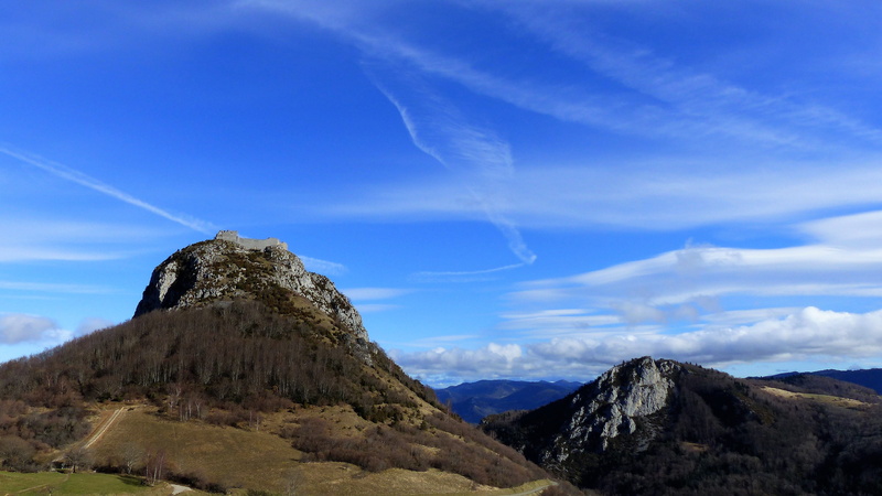 rock - object, day, cloud - sky, blue, 4K, history, castle, tranquil scene, pyrénées, tourism, environment, mountain peak, idyllic, beauty in nature, scenics - nature