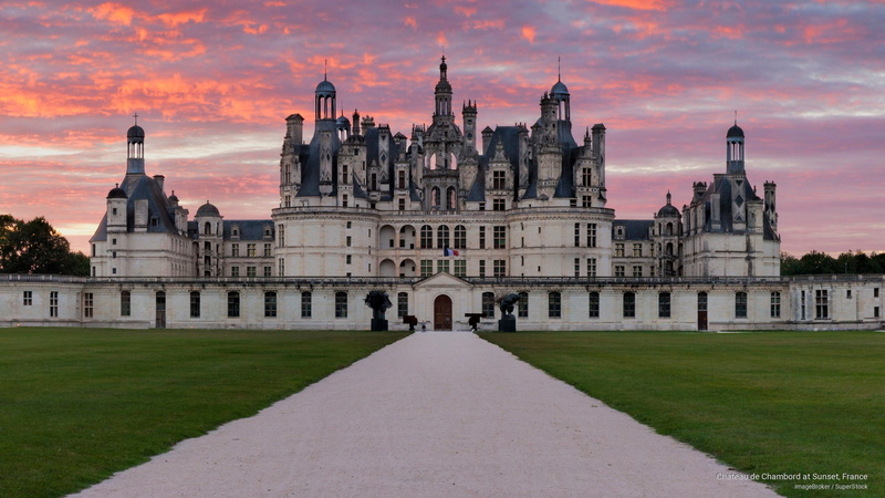 france, 2K, chateau, de, sunset, chambord, Architecture