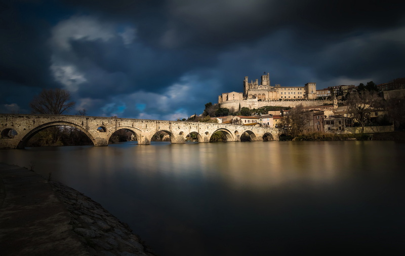 home, Languedoc-Roussillon, 1080P, bridge, Orb, Beziers, France, river