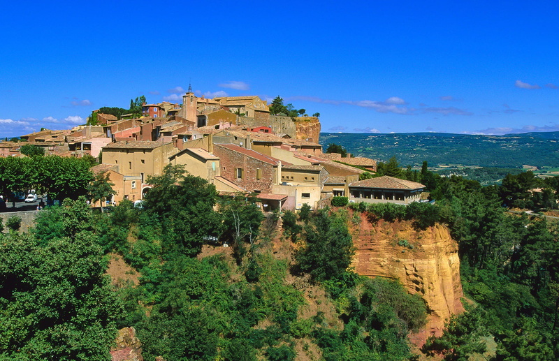 roussillon, castle, travel, architecture, day, luberon, scenics - nature, town, travel destinations, city, built structure, outdoors, sky, plant, blue