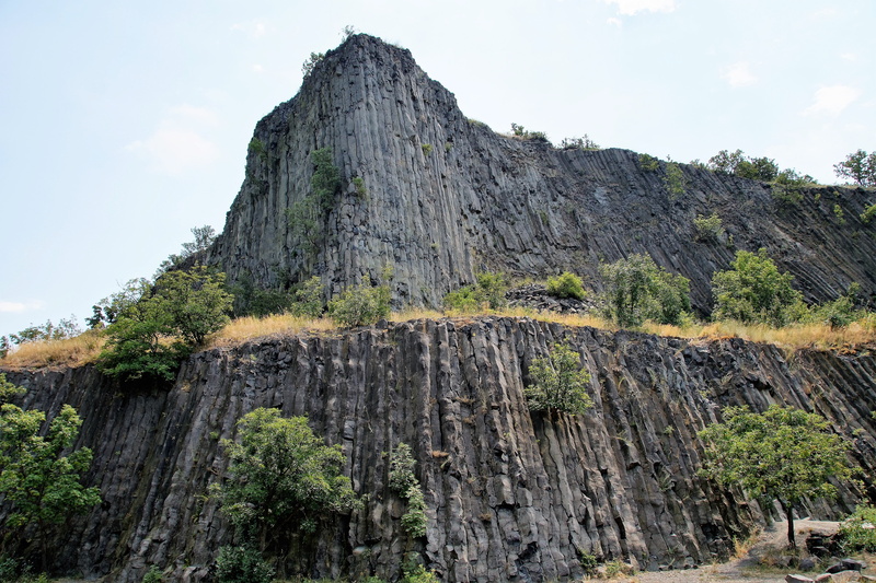 solid, extinct, rock, eroded, balaton, low angle view, rock formation, non-urban scene, plant, basalt, nature, outdoors, picnic spot, hegyestű, rock - object