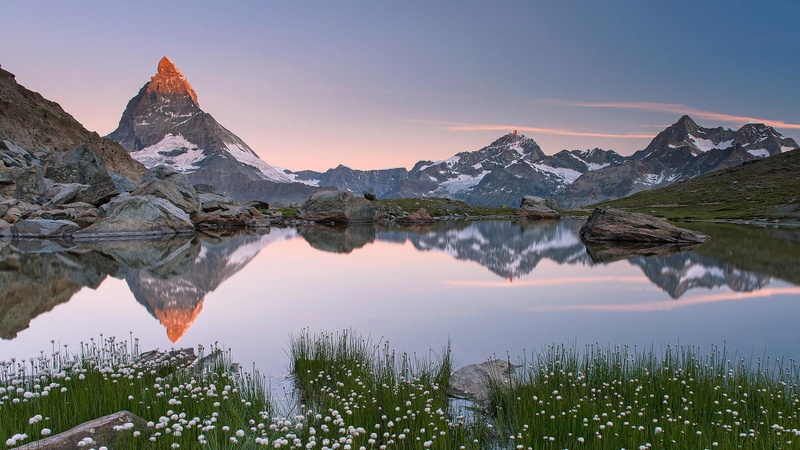 cold temperature, winter, glacial lake, fell, lake, tranquil scene, reflection, no people, alps, bank, peak, riffelsee, beauty in nature, snowcapped mountain