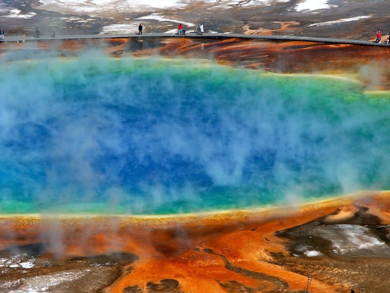 yellowstone national park, turquoise colored, geology, no people, lagoon, hot Spring, nature, motion, prismatic, heat - Temperature, geyser, morning glory pool