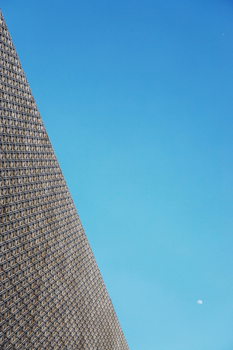 surabaya city, skyscraper, architecture, low angle view, sky, office, pattern, modern, day, no people, outdoors, copy space, moon, directly below, nature