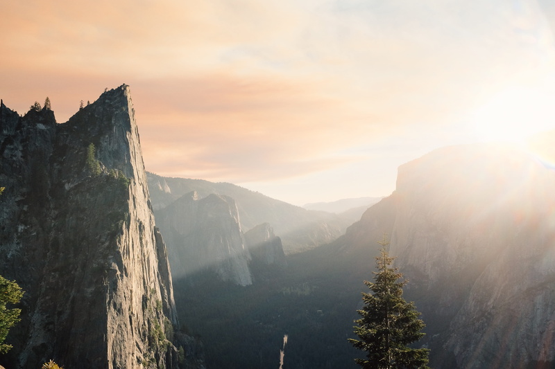 tranquility, geographical feature, sunbeam, mountain, sun, no people, pine tree, tree, sunlight, landform, mountainous landforms, outdoors, 4K, beauty in nature