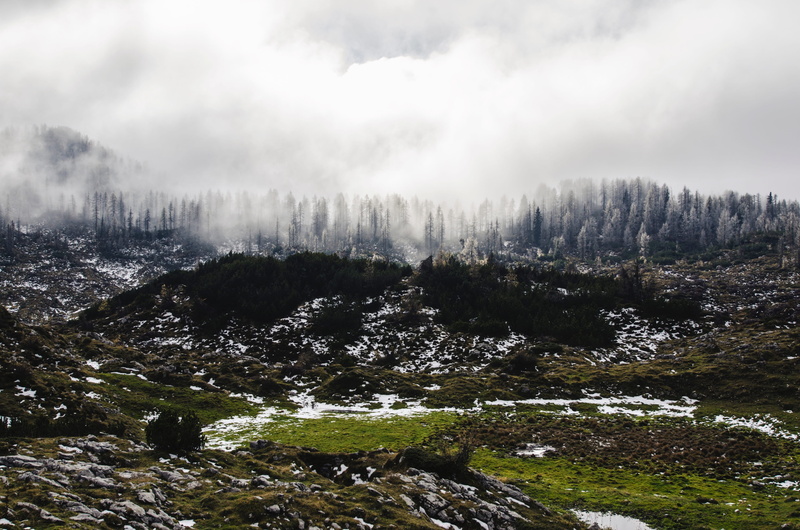 scenics - nature, woodland, tranquil scene, 4K, alps, valley, winter, ridge, mountain range, non-urban scene, cloud - sky, outdoors, beauty in nature